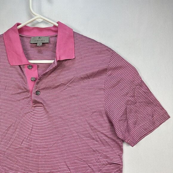 CANALI 1934 Geometric Polo Shirt Mens 50 Small Short Sleeve Italy Mauve Purple - Picture 4 of 11